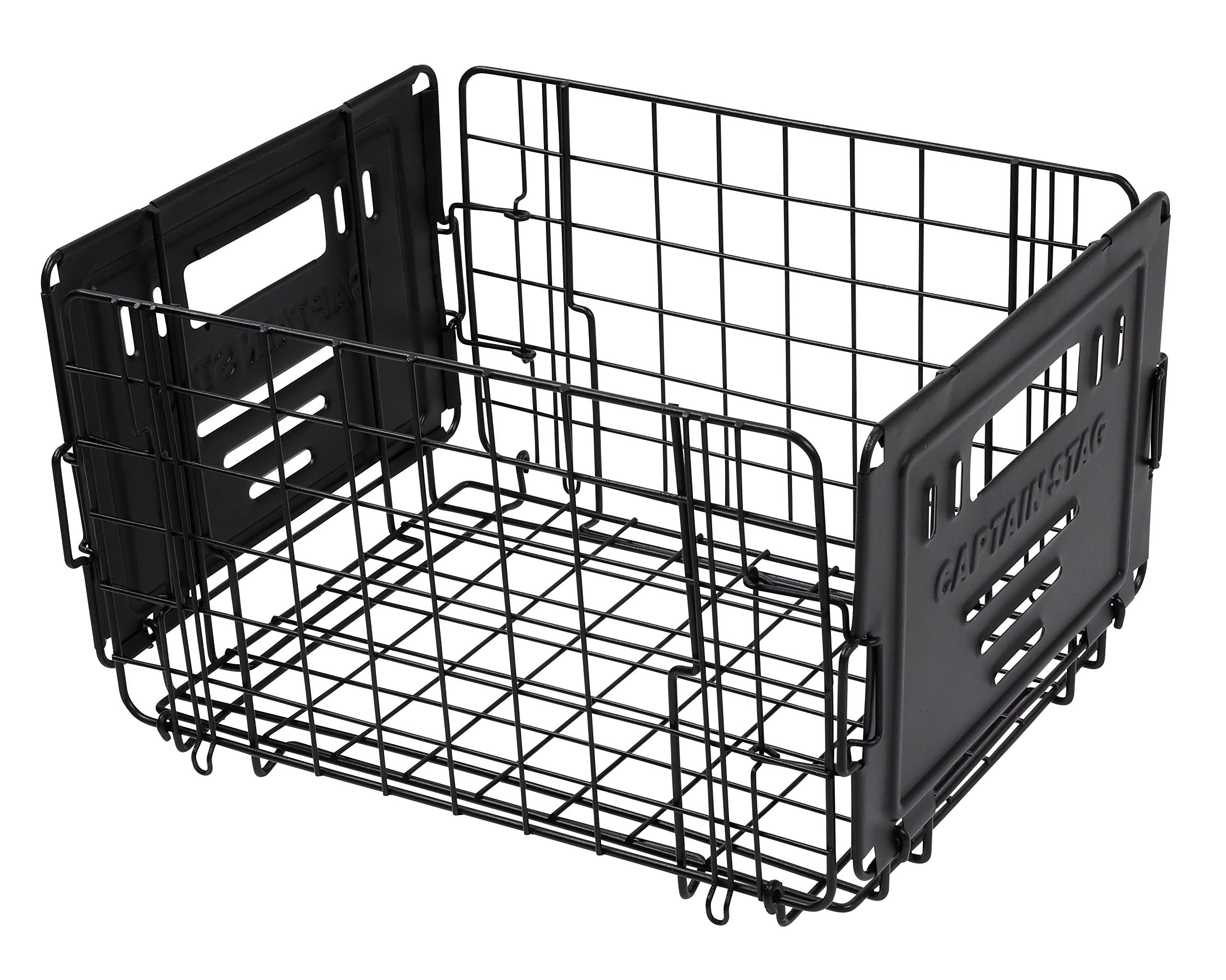 CAPTAIN STAG Wire Basket, Foldable, Stackable, Black Frame UP-2007