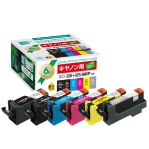 Ecolica Recycled Ink Cartridge 6-Color Pack [Canon: BCI-326+325/6MP Compatible] ECI-C325+3266P/BOX 1 Box (6 Cartridges: 1 Each Color)