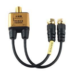 5-Pack HORIC Antenna Splitter with Ultra-Thin Integrated Cable, 10cm, Black, Screw-Type Connectors AE-324SBX5