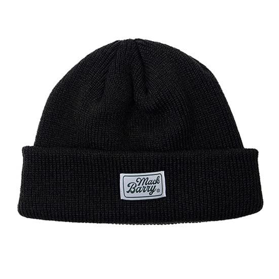 [Macバリー] CLASSIC LABEL SHORT BEANIE Large Size Knit Cap Unisex Men's Women's Hip-Hop Sports Gym Dance Fashionable Cute Simple Black Acrylic (Black) (Black)