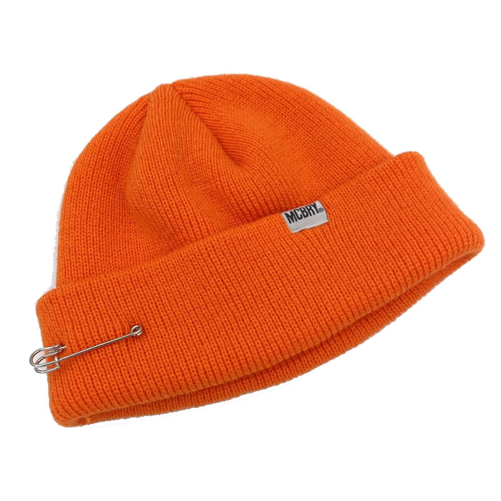 [MCBRY] MCBRY SHORT BEANIE Knit Hat Knit Cap Men's Women's (Orange)
