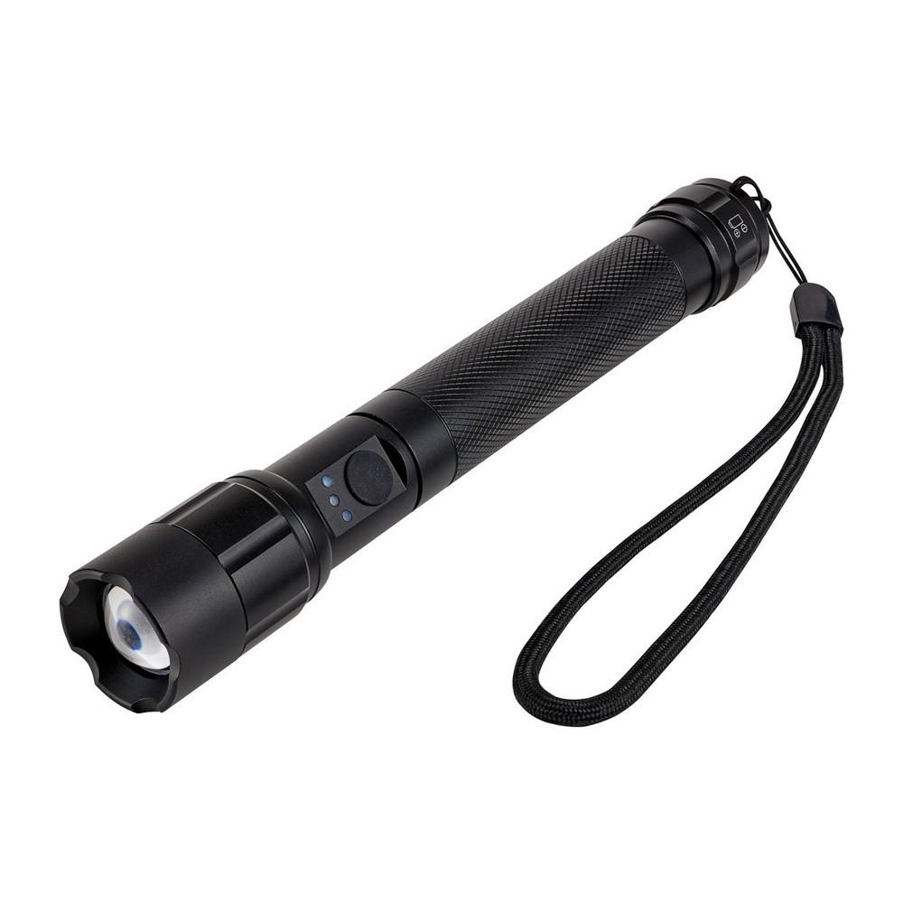 ELPA LED Flashlight Waterproof 250 Lumens Brightness with Hand Strap Battery-Operated Battery Level Indicator Silver DOP-EP520