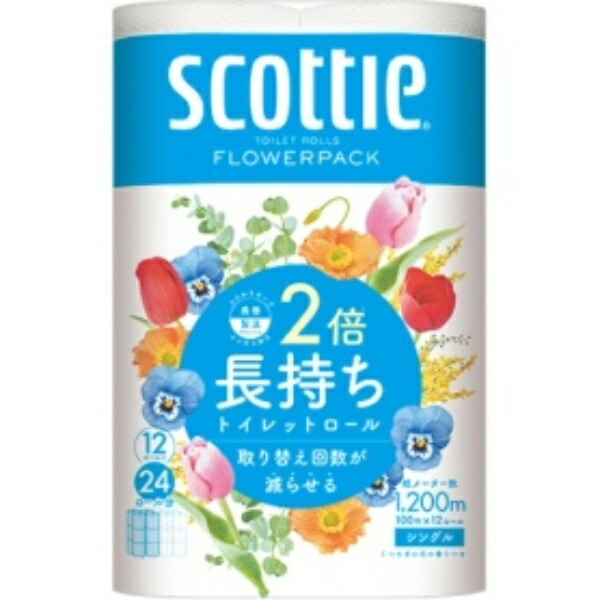 Scotty Flower Pack Double-Roll (12 rolls = 24 rolls) Toilet Paper 100m Single