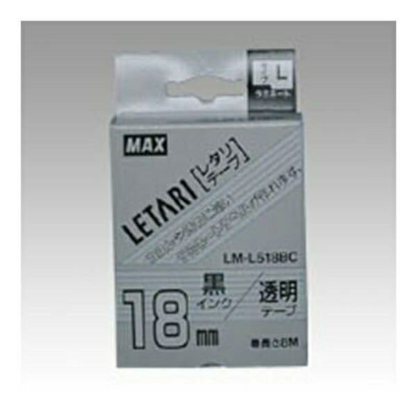 Max Beepop Mini Tape Cassette 18mm Width Transparent with Black Text LM-L518BC