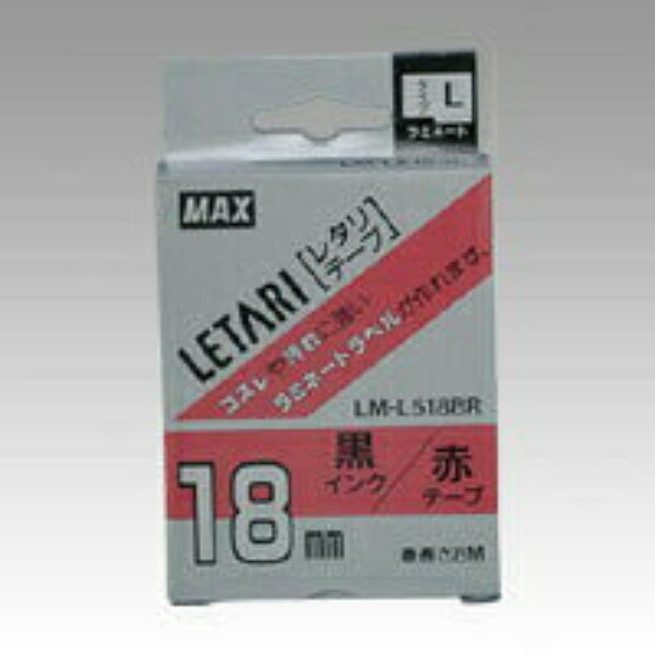 Max Beepop Mini Tape Cassette 18mm Width Red with Black Text LM-L518BR