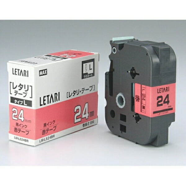 Max Beepop Mini Tape Cassette 24mm Width Red with Black Text LM-L524BR