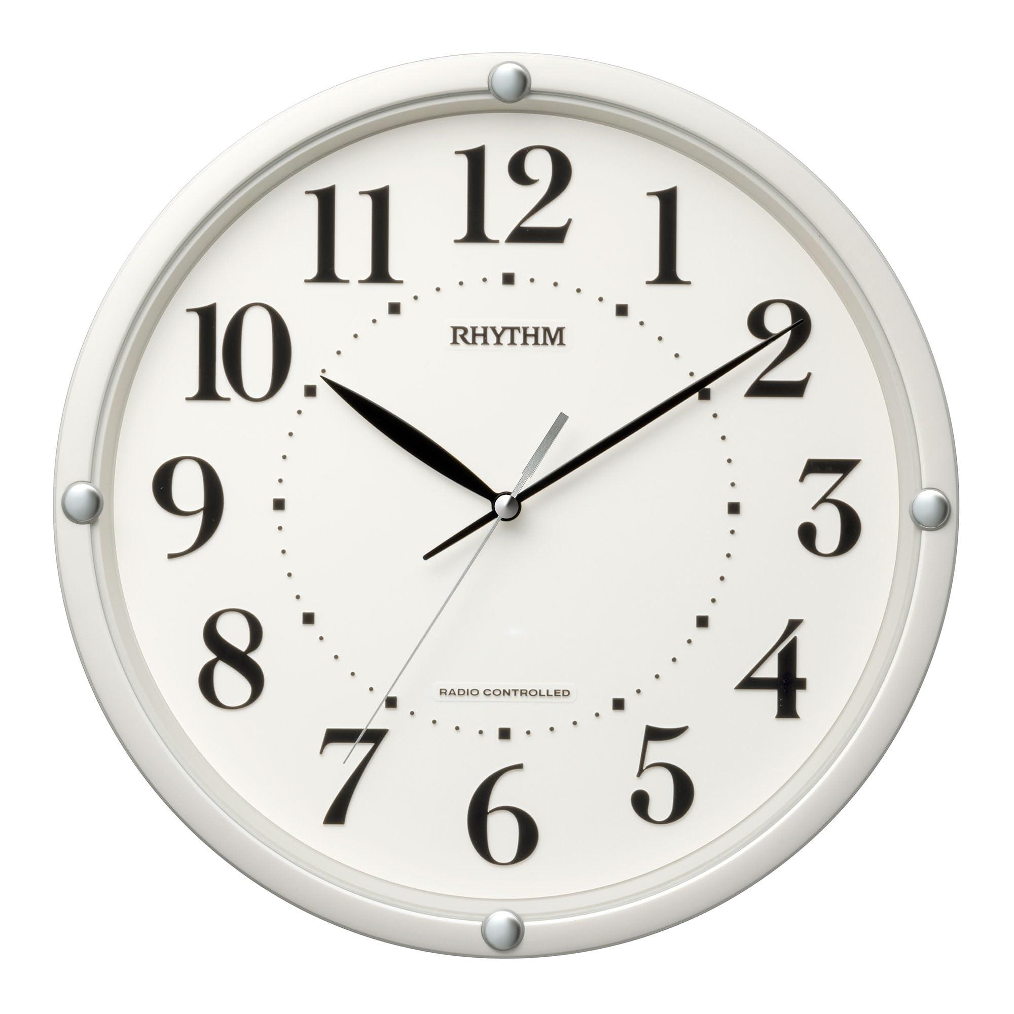 RHYTHM Wall Clock Radio-Controlled Analog Quiet Continuous Second Hand Easy-to-Read 3D Numerals White Φ30x4.6cm 8MY568SR03