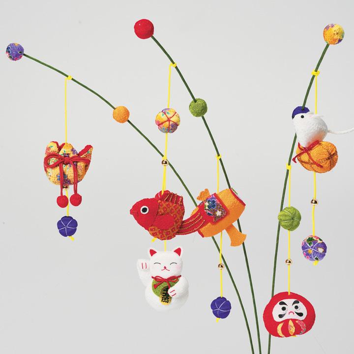 Takagi Textile Panami Kyoto Crepe Grass Ornament 〈For Financial Luck〉 LH-441 *Cotton, ornament stand, and wall hanger are not included in the kit.