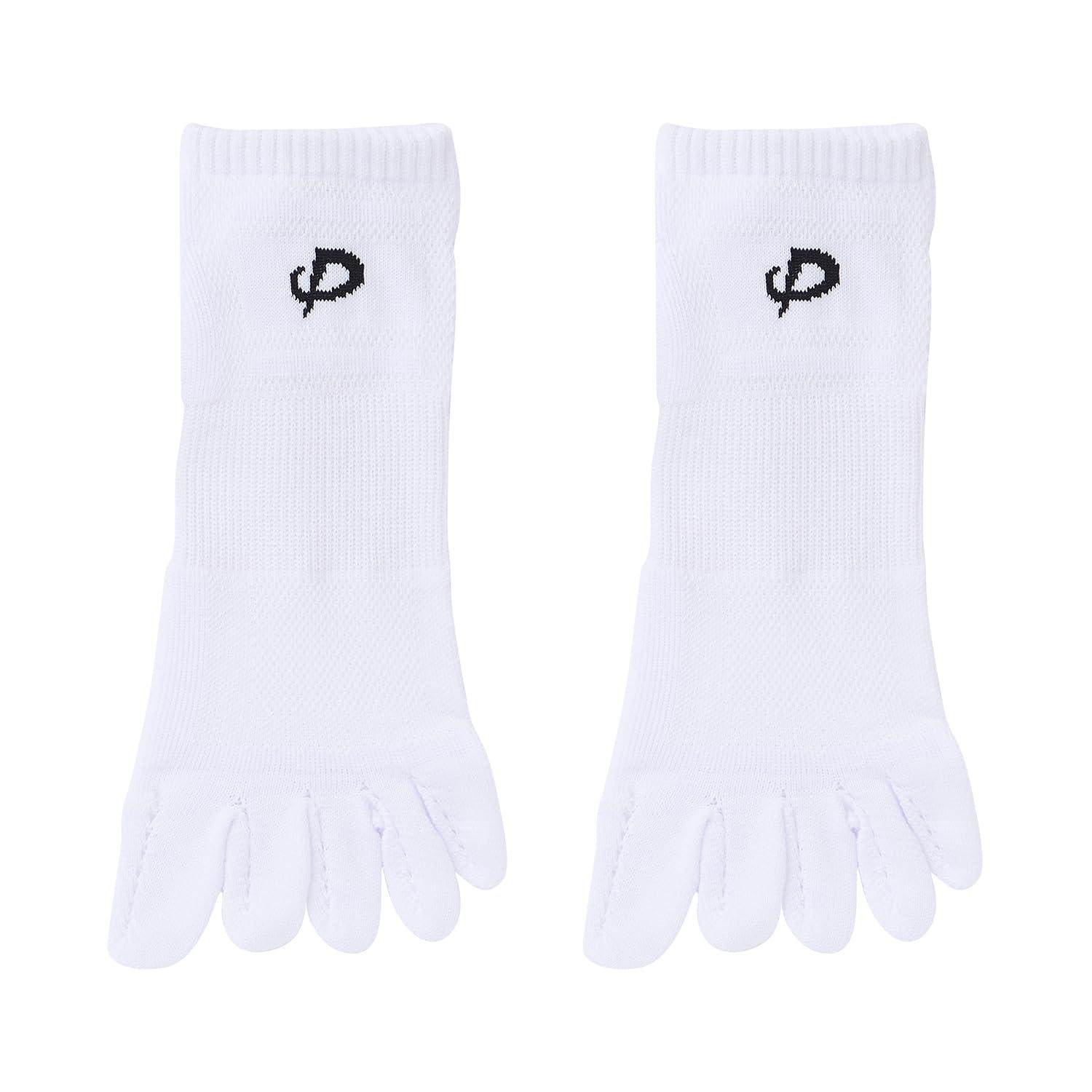 Phiten Sports Socks 5-Toe Type Ankle Length 2-Pair Set Unisex Foot Arch Support Mesh Structure for Ventilation Shock Absorption Design 3 Sizes, 3 Colors Available Running Marathon Volleyball Tennis Badminton