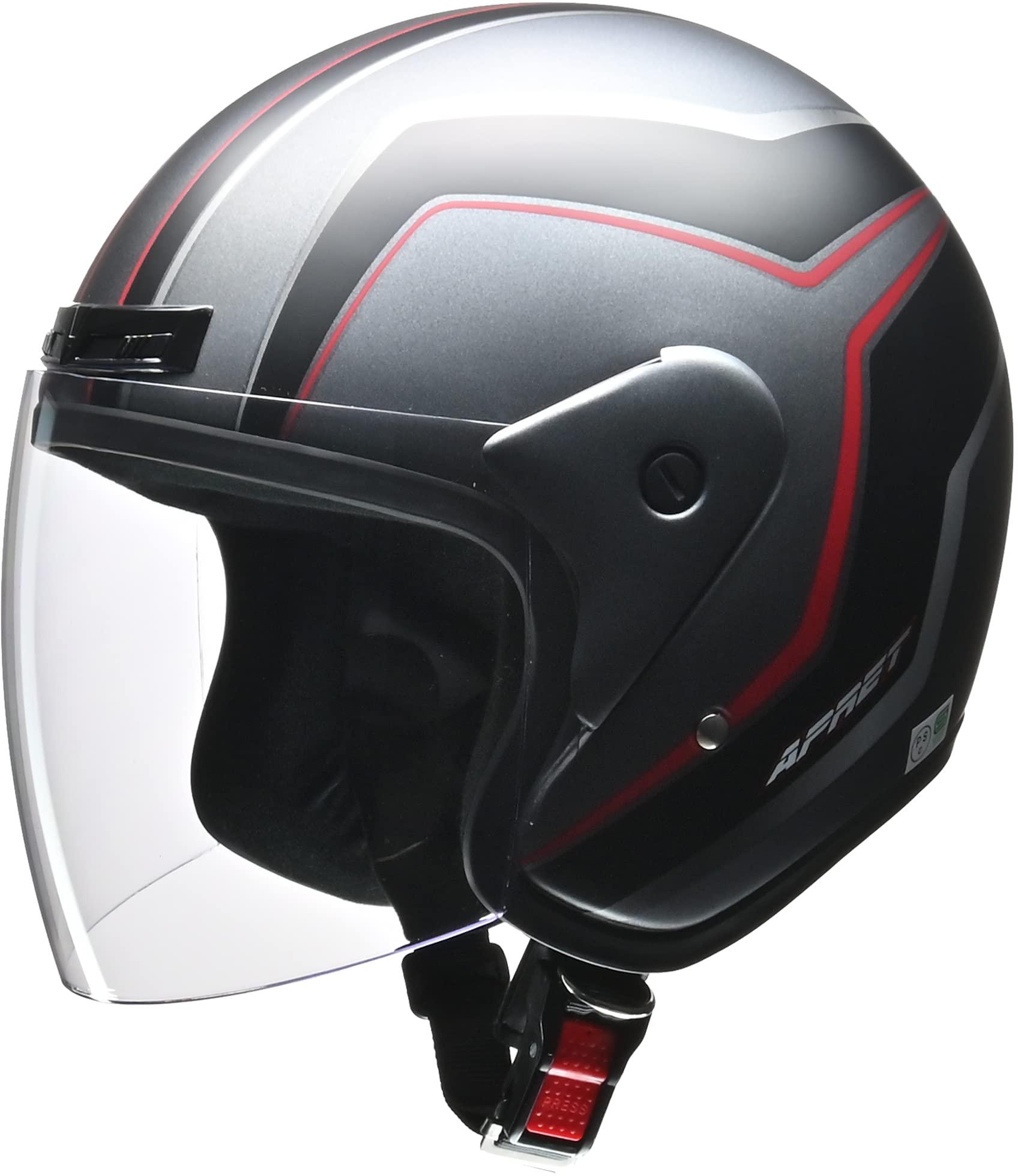LEAD Motorcycle Jet Helmet APRET Matte Gun Metallic One Size (57-60cm)