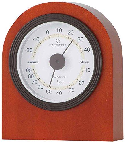 EMPEX Weather Station Thermometer & Hygrometer Belmont Thermometer & Hygrometer Desktop Model Made in Japan Brown TM-686