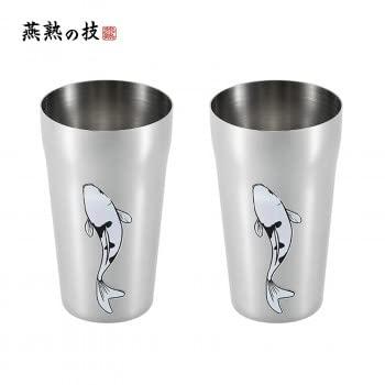 Yokoyama Tsubame Juku Craftsmanship Thermal-Sensitive Stainless Steel Tumbler 420ml 2P Nishikigoi (Koi) Design EJK-801