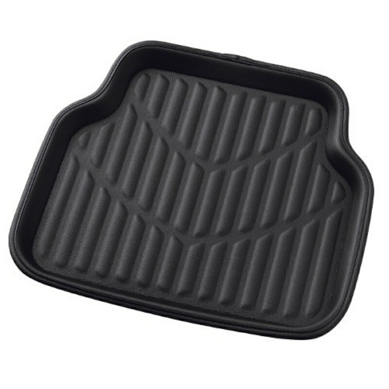 BONFORM Car Mat 3D Leather Mat for Light Vehicles Rear 1 Piece Waterproof Machine Washable Anti-Slip Treatment Leather Material 50x45cm Black 6416-08BK