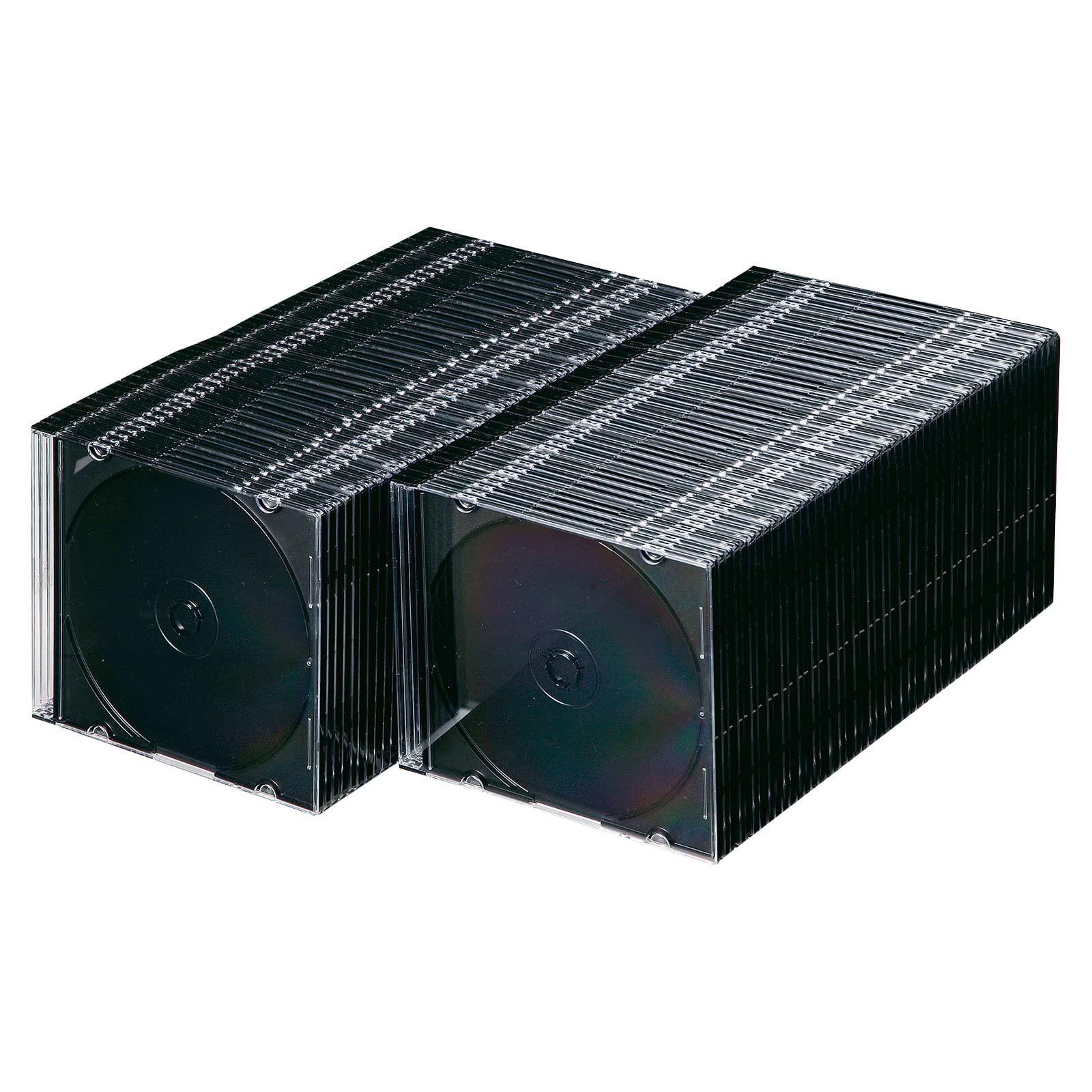 Sanwa Supply Blu-ray/DVD/CD Case (Slim Type, 100-Piece Set, Black) FCD-PU100MBKN