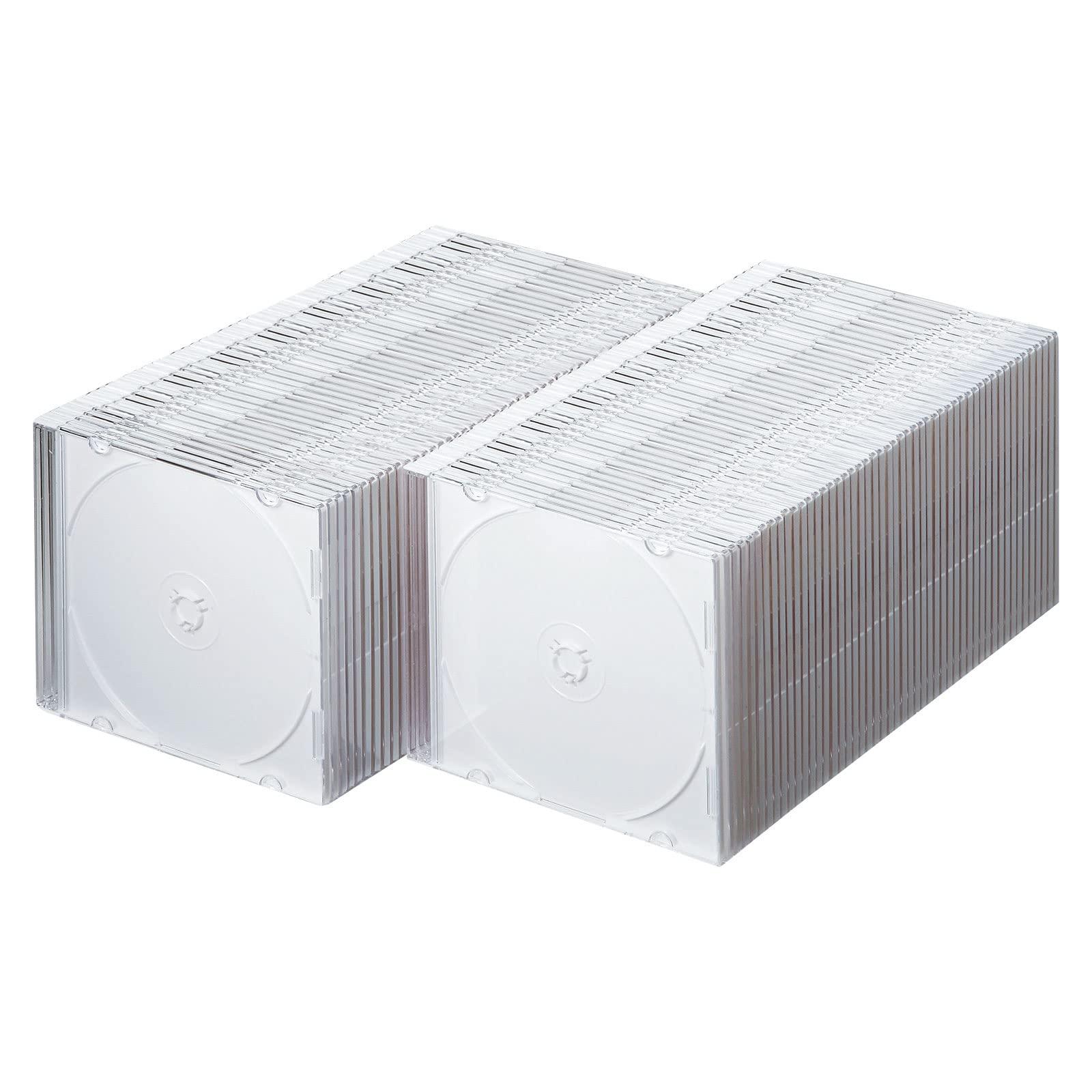 Sanwa Supply Blu-ray/DVD/CD Case (Slim Type, 100-Piece Set, White) FCD-PU100MWN