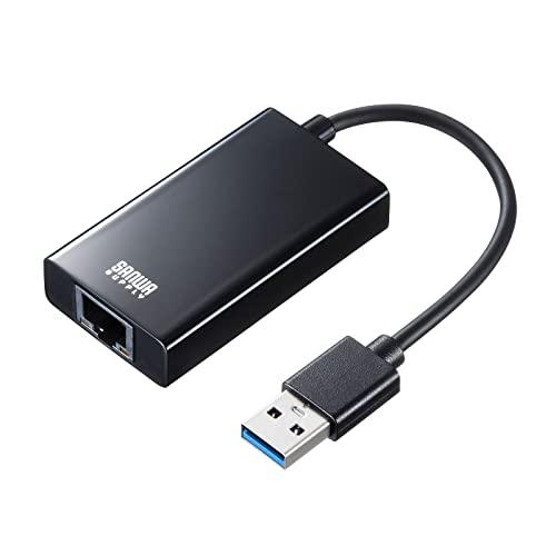 Sanwa Supply USB 3.2 to LAN Conversion Adapter (with USB Hub Ports, Black) USB-CVLAN3BKN