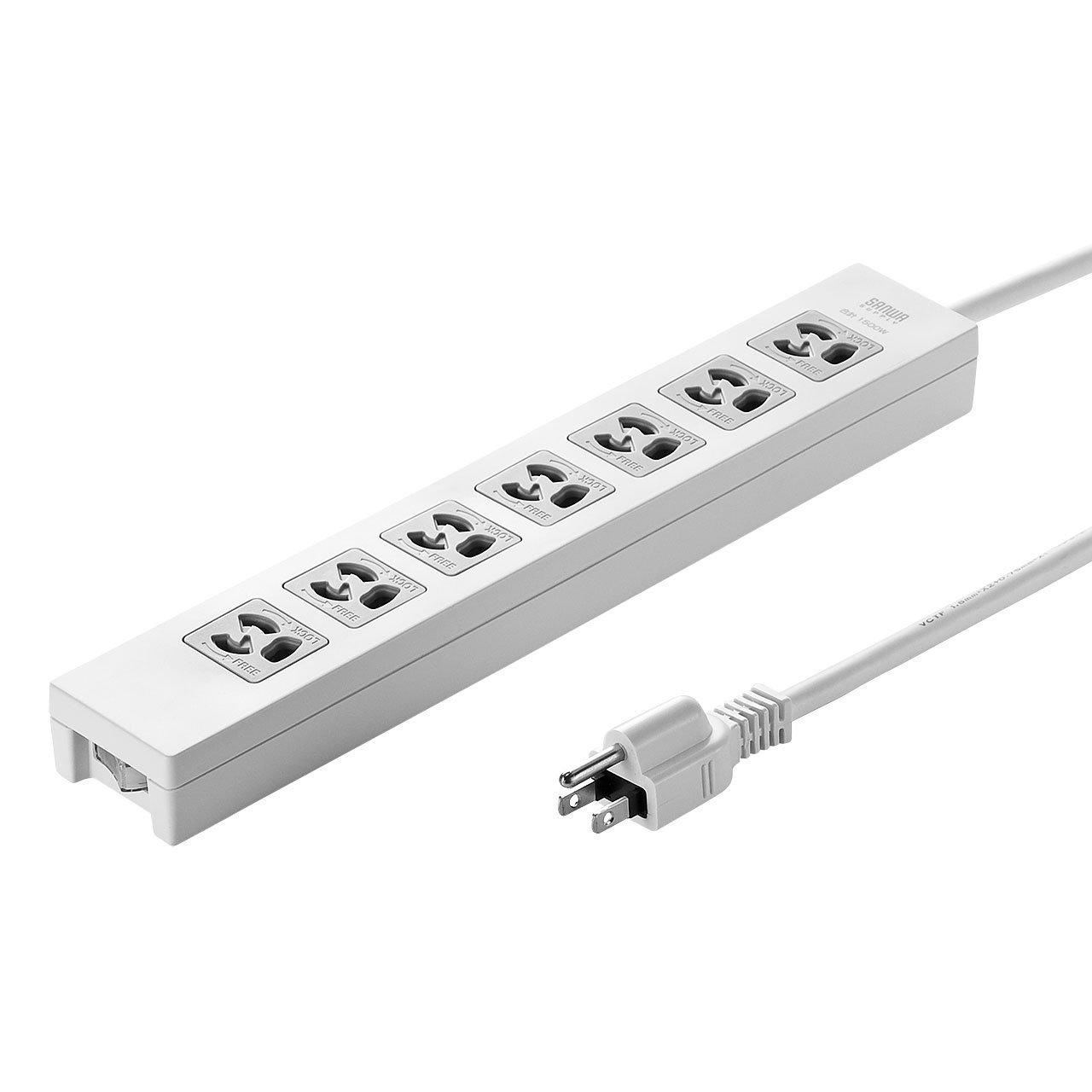 Sanwa Supply Power Strip with Master Switch + Surge Protector, 3-Pole, 7 Outlets, 3m TAP-F37-3ZR