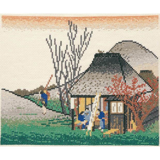 Olimpas Silk Cross-Stitch Embroidery Kit: Hiroshige's Fifty-Three Stations of the Tōkaidō: Mariko, Famous Tea Shop - Beige 7141