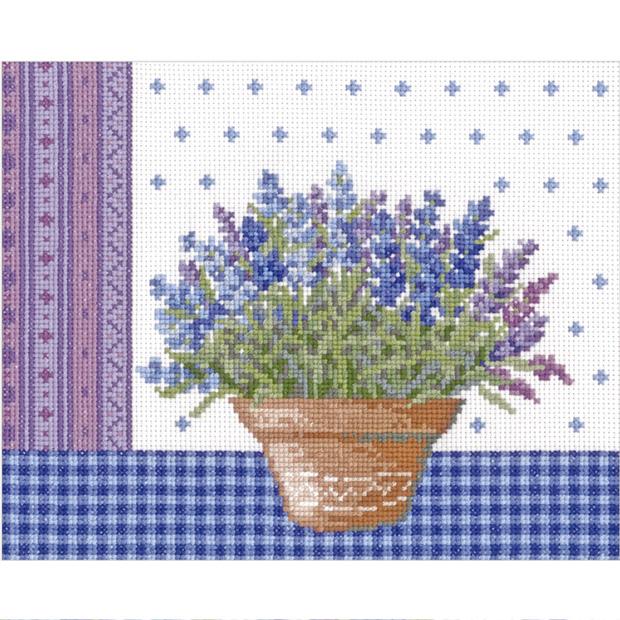Olimpas Silk Embroidery Kit: Lavender and Terracotta Pots 7480