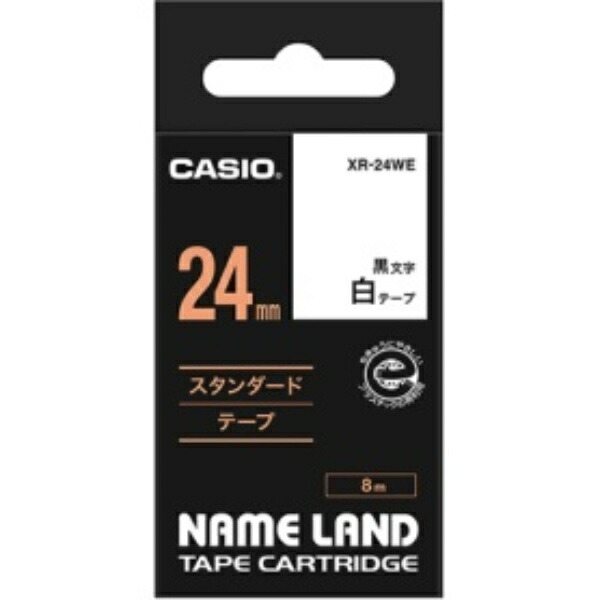 Genuine Casio LabelWriter NameLand Tape 24mm XR-24WE White Background with Black Text