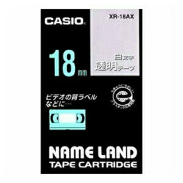 Casio LabelWriter NameLand Tape 18mm XR-18AX Transparent with White Text
