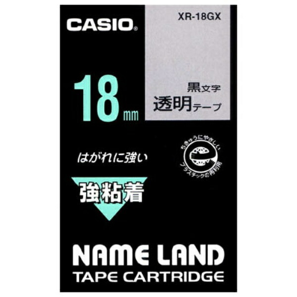 Casio LabelWriter NameLand Strong Adhesive Tape 18mm XR-18GX Transparent