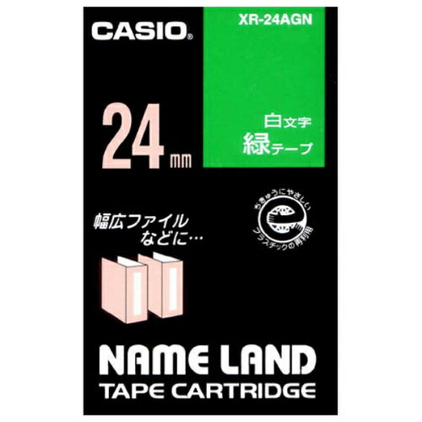 Casio LabelWriter NameLand Tape 24mm XR-24AGN Green with White Text