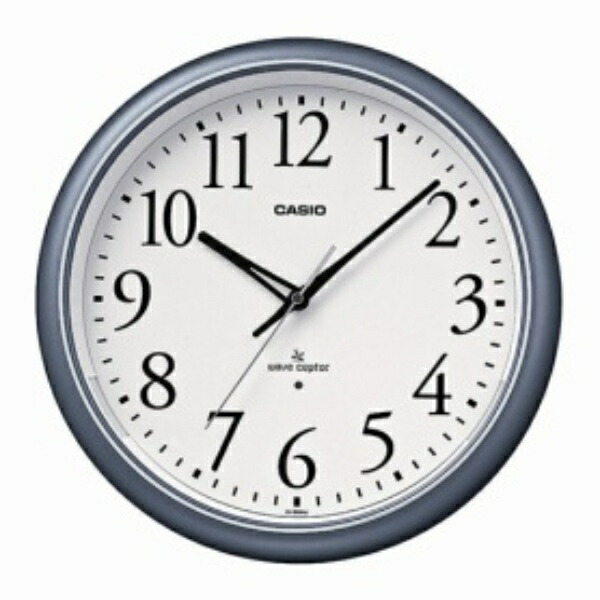 CASIO Wall Clock, Radio-Controlled Clock, Silver Analog, Constant Illumination, Night-Time Second Hand Stop IQ-1050NJ-8JF