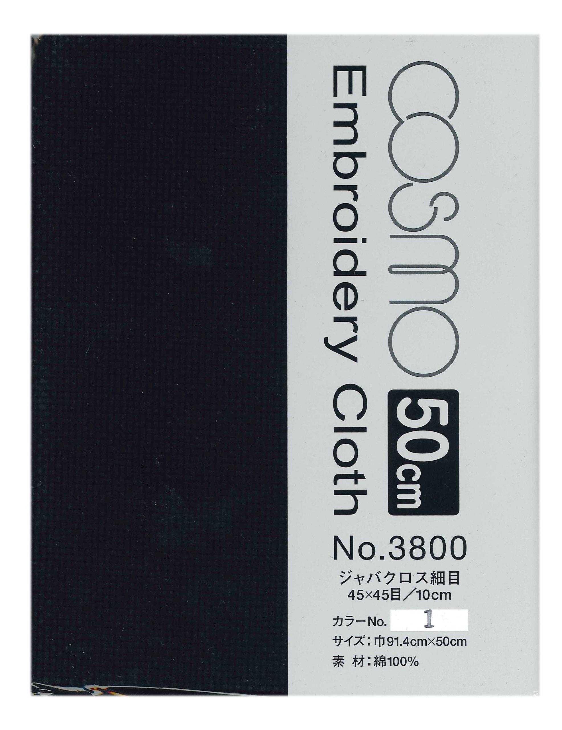 LECIEN Lucien COSMO Embroidery Fabric 〈Jabacross Fine Weave〉 50cm Cut Black No.3801-2