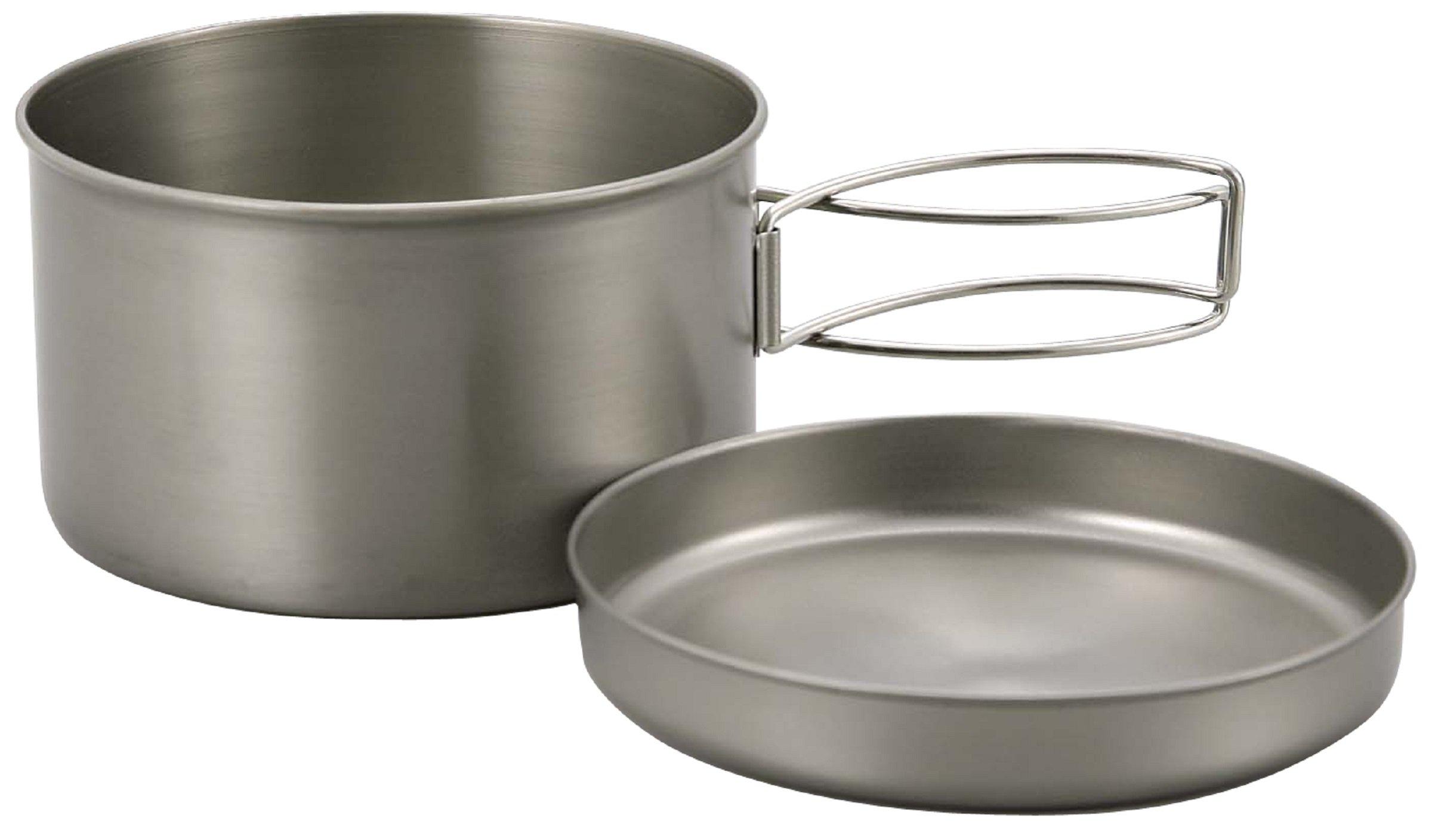 Captain Stag Barbecue Pot and Plate Set Titanium Mount Cooker 2-Piece Set M-9080M-9080