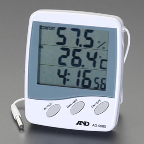 [With Clock] Thermometer and Hygrometer