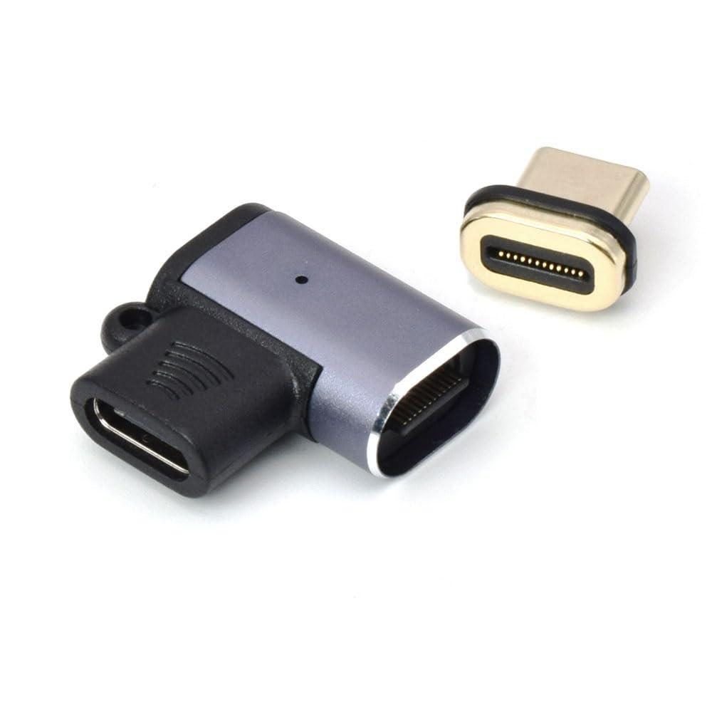 JTT TYPE-C Magnetic Adapter Connector Right-Angle L-Shaped FLAT Charging & Data Transfer Compatible Max 100W, 40Gbps 8K-60Hz Compatible TCTCMG-LR-FLAT