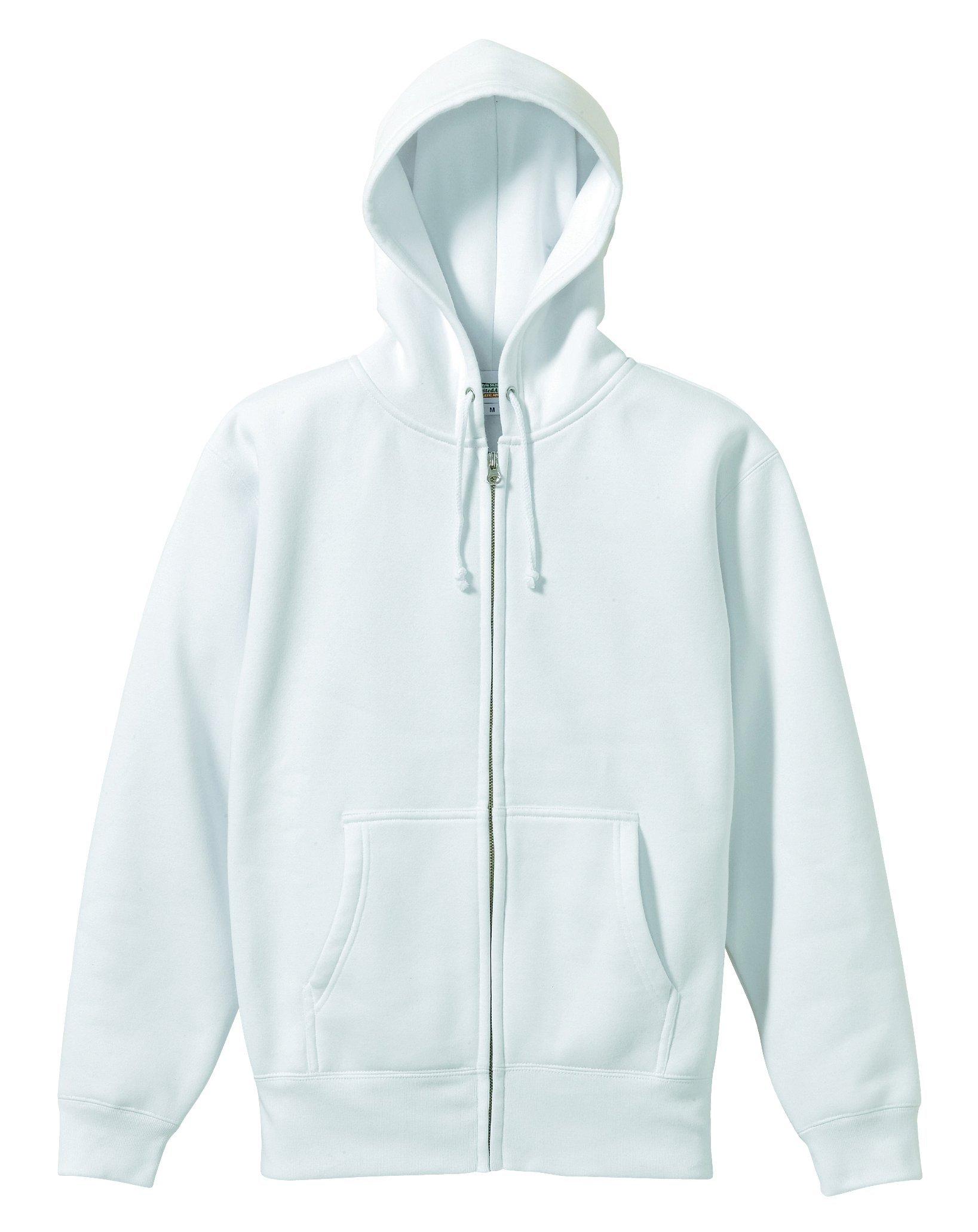 United Athle 10.0 oz T/C Sweatshirt Full Zip Hoodie (Brushed Lining) Adult XXL Size 562001X White XXL