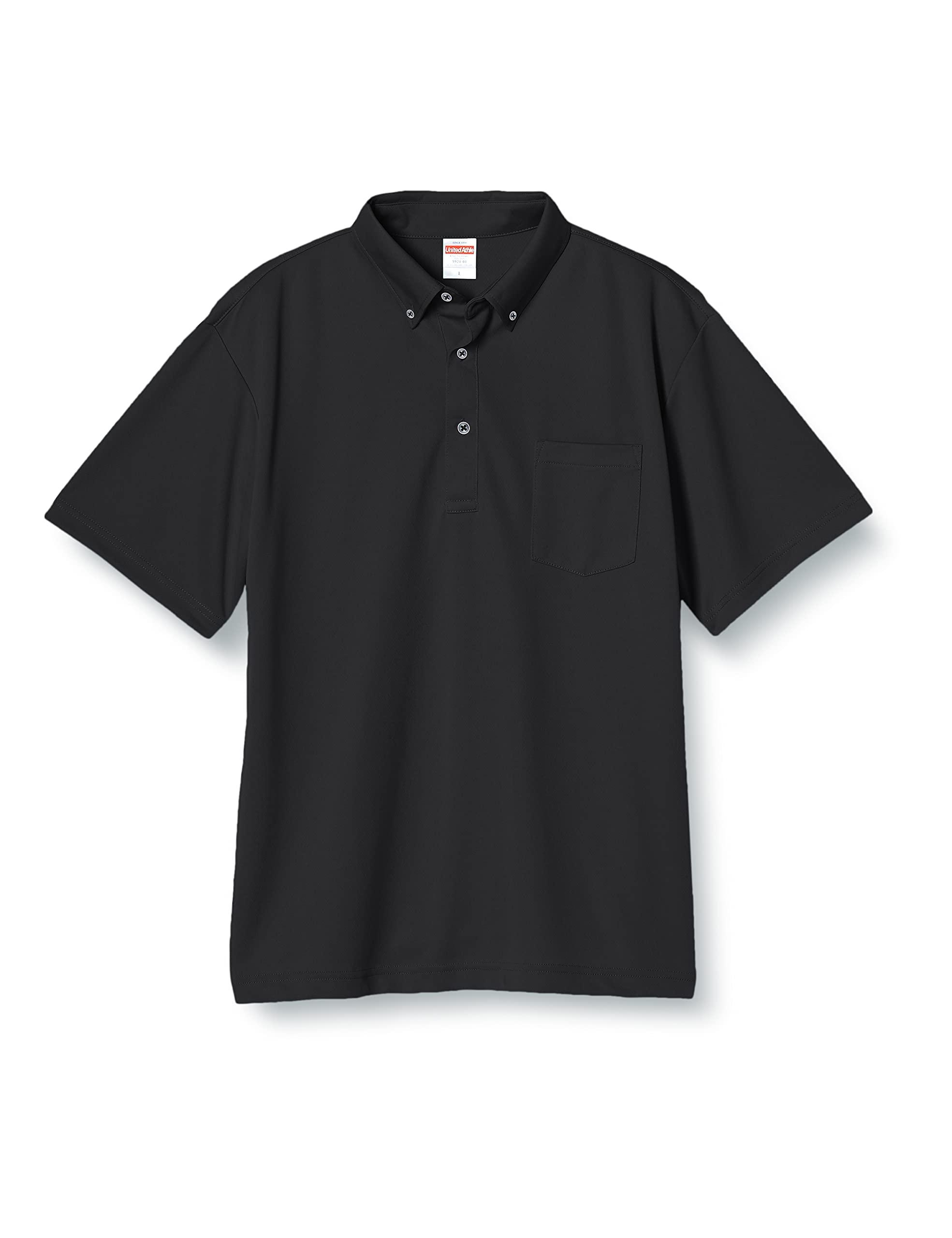 [United Athle] Polo Shirt 4.1 oz Dry Athletic Polo Shirt (Button-Down) (With Pocket) 592101 2 Black XXXXL