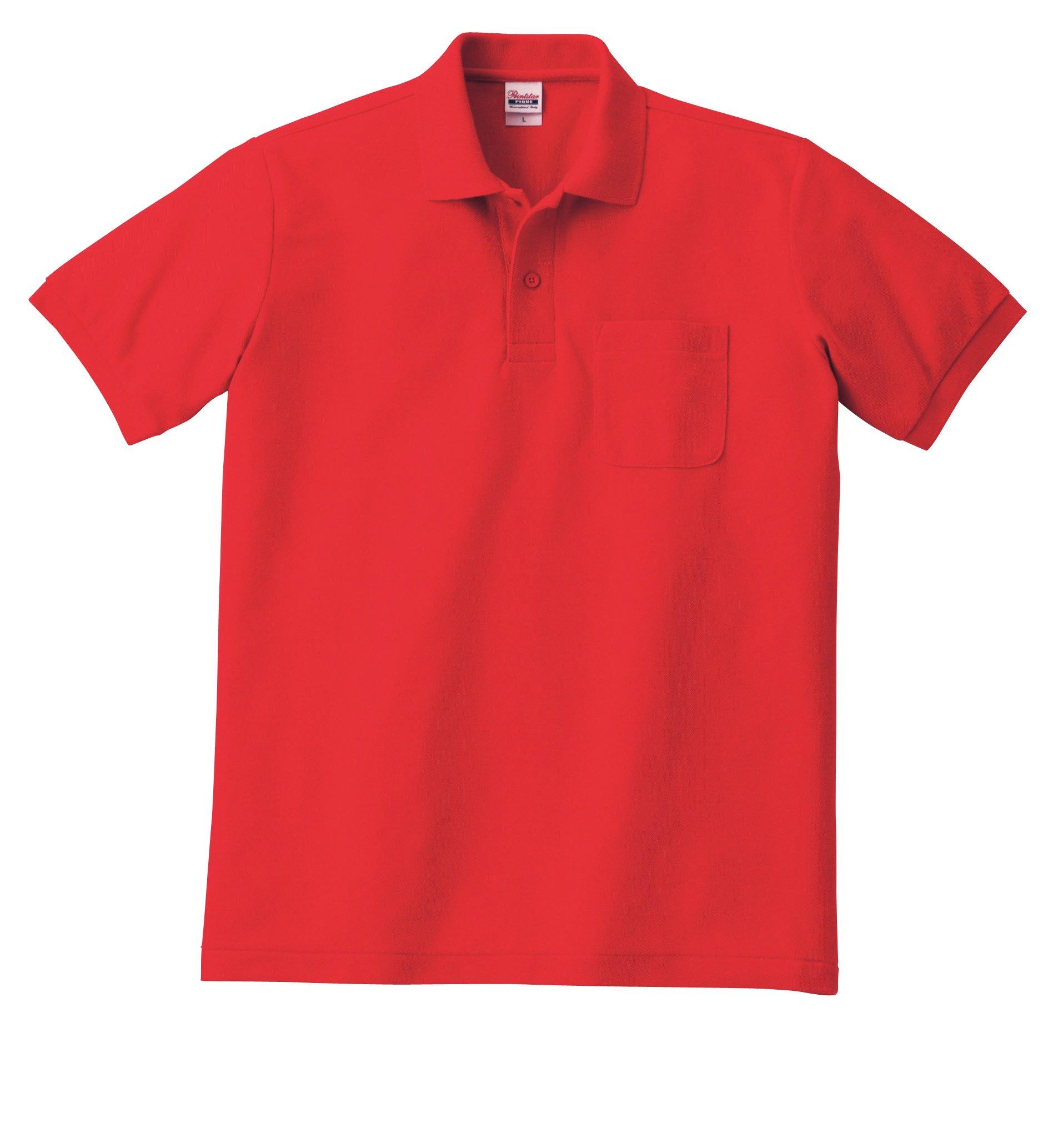 [Printstar] Short Sleeve 5.8 oz. TC Piqué Polo Shirt [With Pocket] 00100-VP Men's Red 3L (Equivalent to Japanese Size 3L)