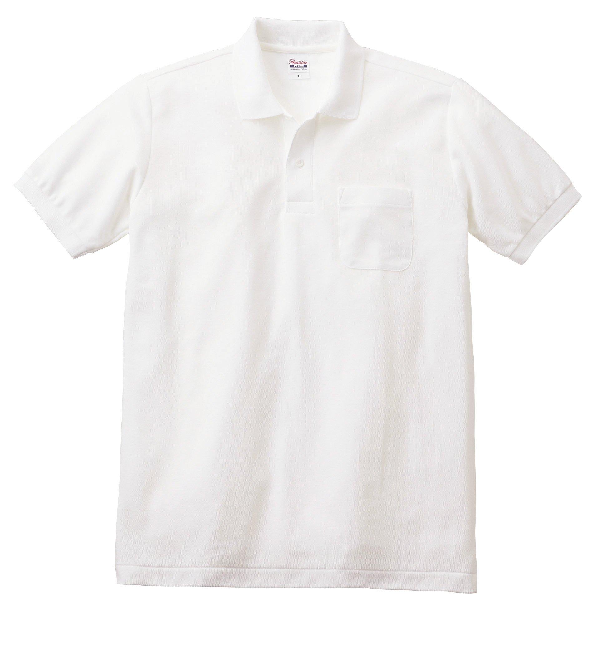 [Printstar] Short-Sleeve 5.8 oz. TC Piqué Polo Shirt [With Pocket] 00100-VP Men's White 5L (Equivalent to Japanese Size 5L)