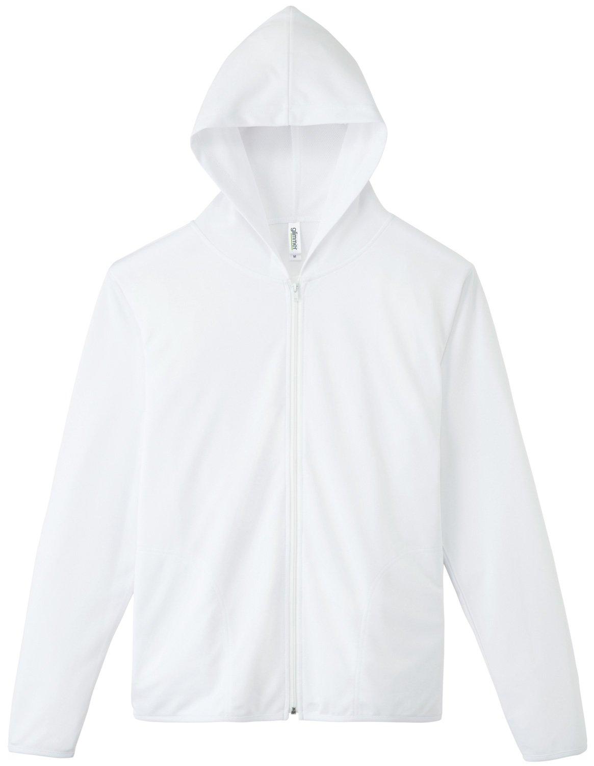 [Glimmer] Long Sleeve 4.4 oz Dry UV Zip Hoodie 00338-AMZ Men's White 3L (Equivalent to Japanese Size 3L)