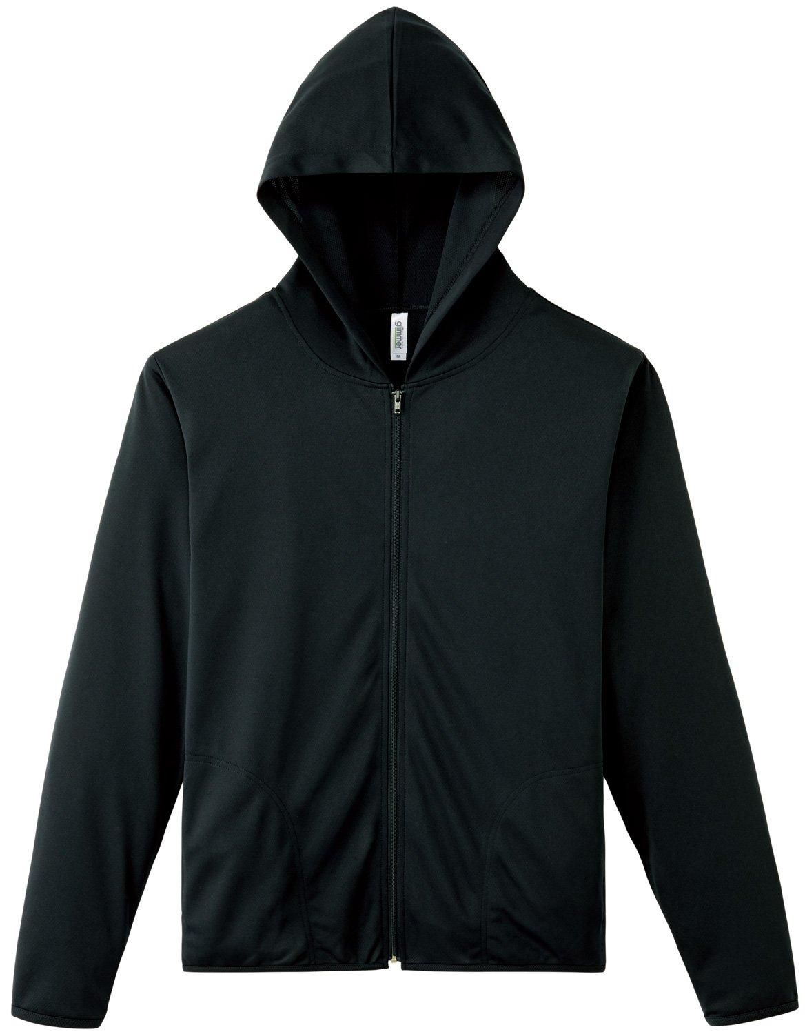 [Glimmer] Long Sleeve 4.4 oz Dry UV Zip Hoodie 00338-AMZ Men's Black S (Equivalent to Japanese Size S)