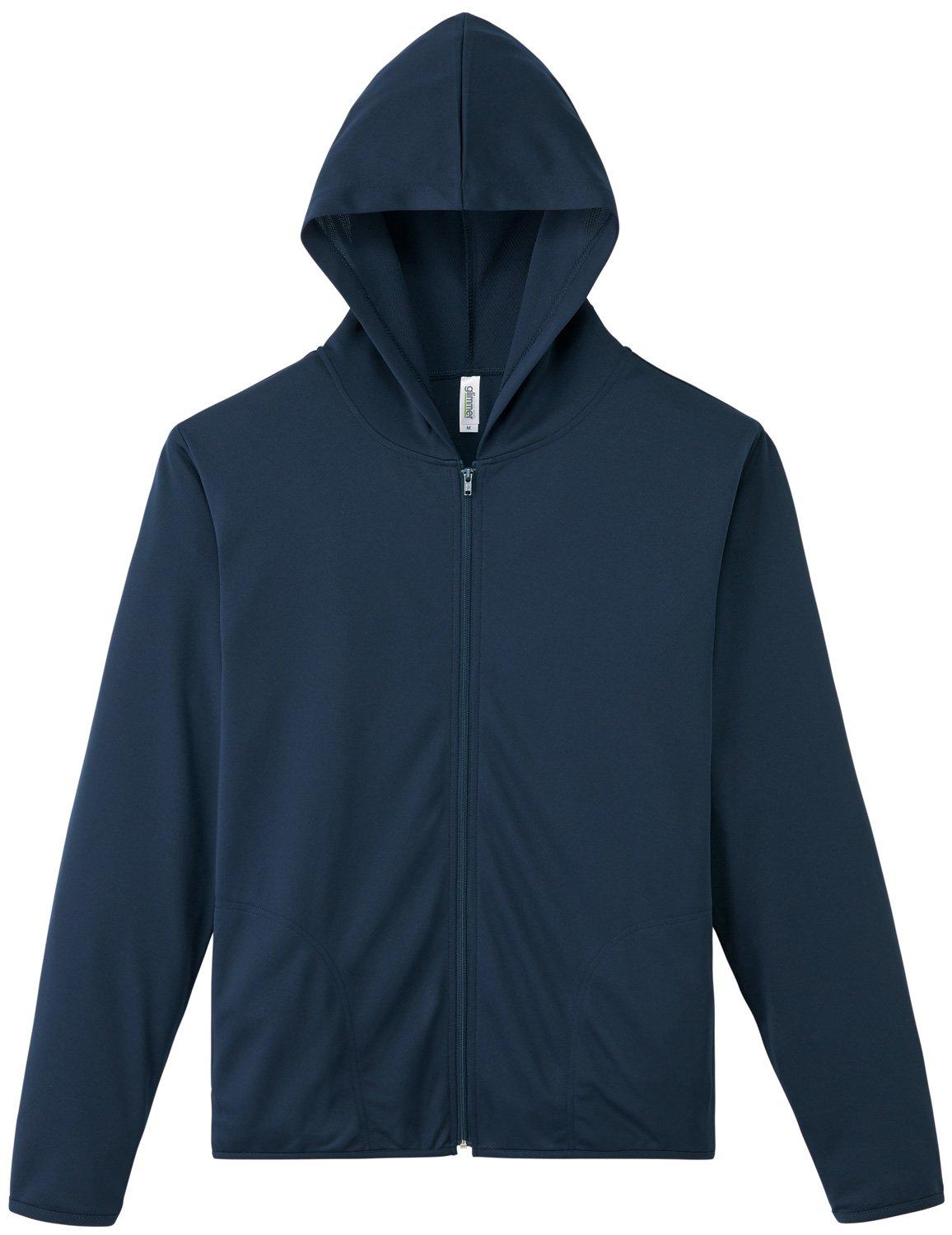 [Glimmer] Long Sleeve 4.4 oz Dry UV Zip Hoodie 00338-AMZ Men's Navy LL (Equivalent to Japanese size LL)