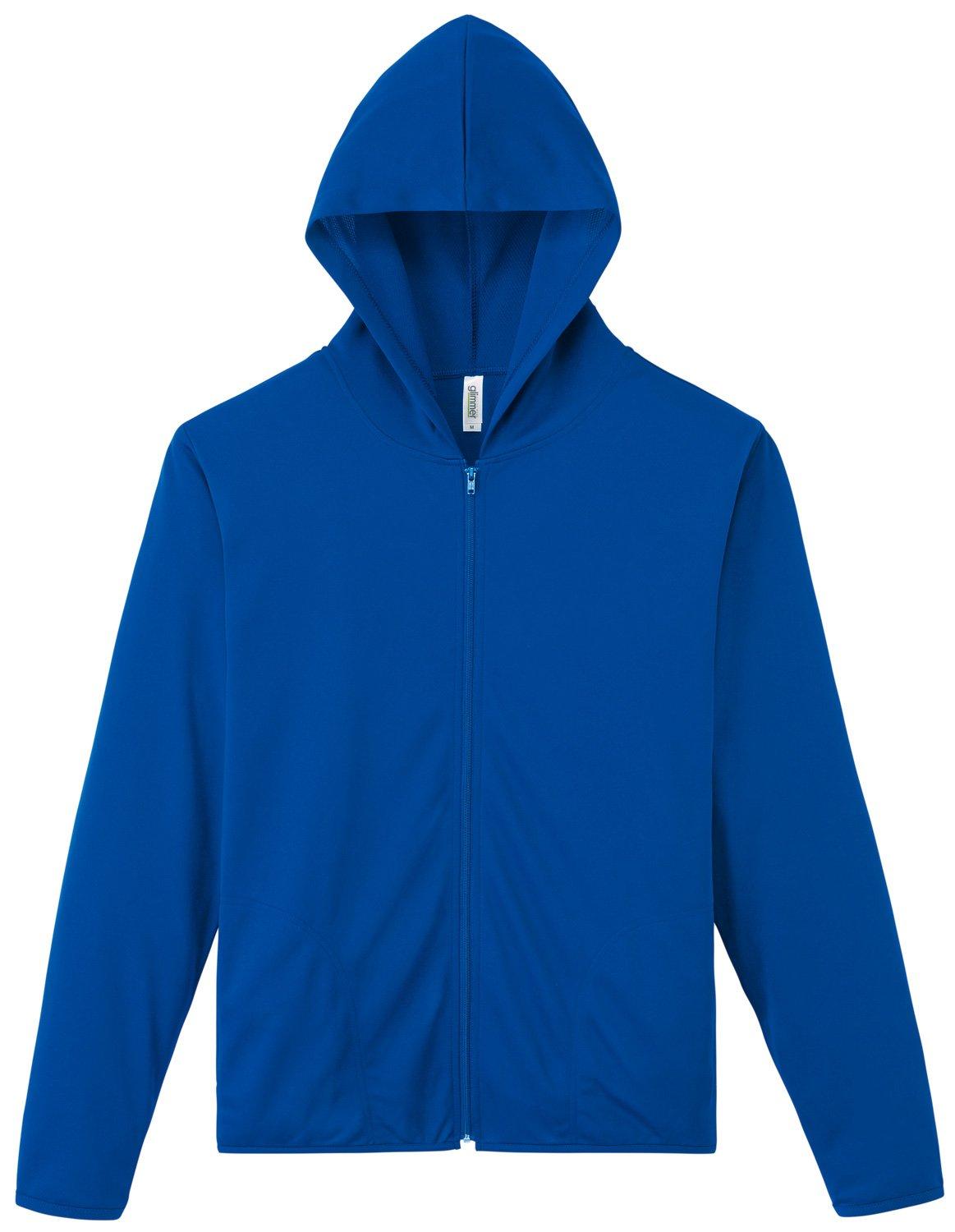 [Glimmer] Long Sleeve 4.4 oz Dry UV Zip Hoodie 00338-AMZ Men's Royal Blue S (Equivalent to Japanese Size S)