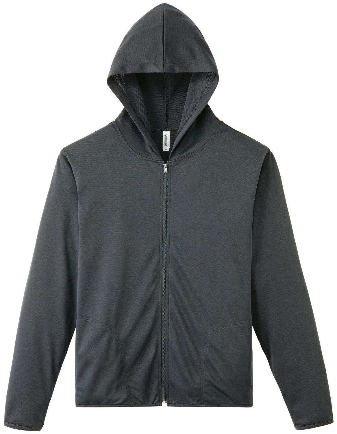 [Glimmer] Long Sleeve 4.4 oz Dry UV Zip Hoodie 00338-AMZ Men's Dark Gray LL (Equivalent to Japanese Size LL)