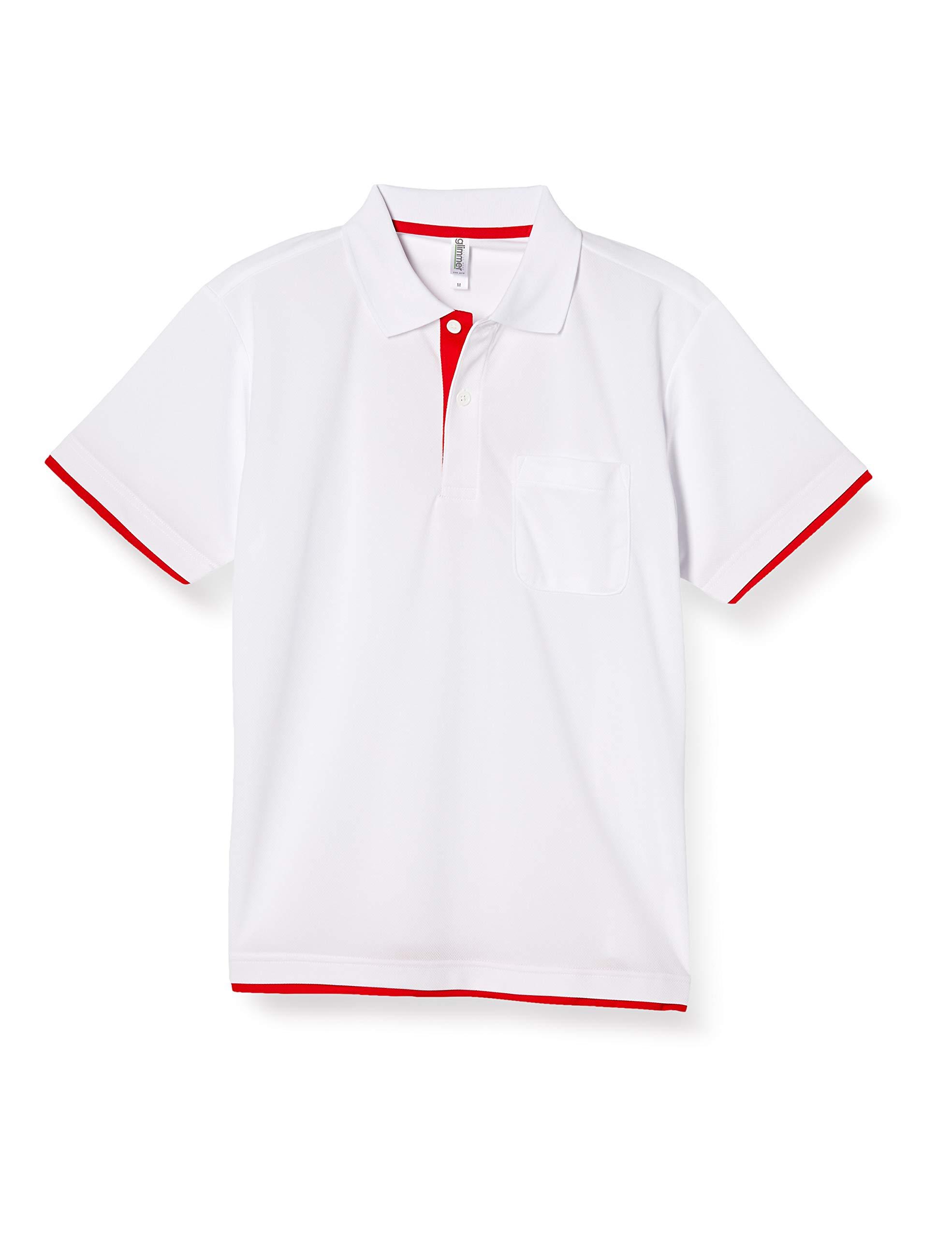 [Glimmer] Short-Sleeve 4.4 oz Dry Layered Polo Shirt [With Pocket] 00339-AYP White × Red 4L (Equivalent to Japanese Size 4L)
