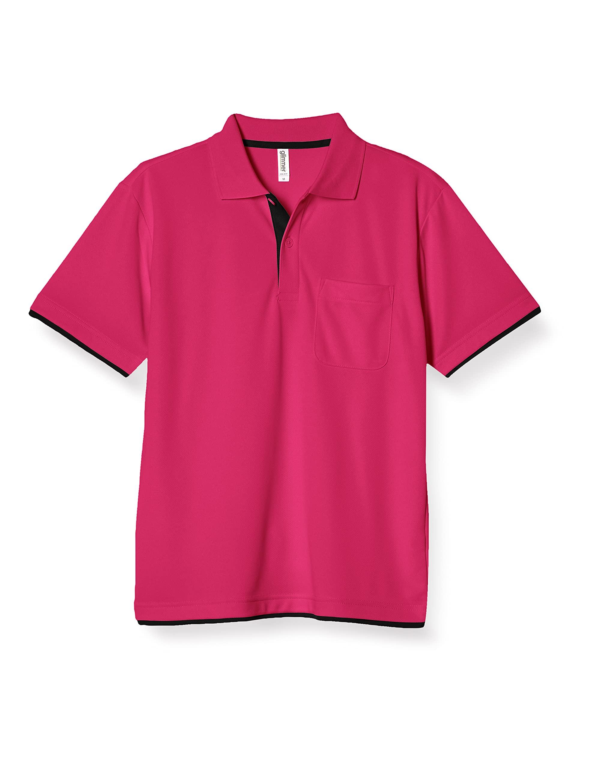 [Glimmer] Short Sleeve 4.4 oz Dry Layered Polo Shirt [With Pocket] 00339-AYP Hot Pink × Black 5L (Equivalent to Japanese Size 5L)