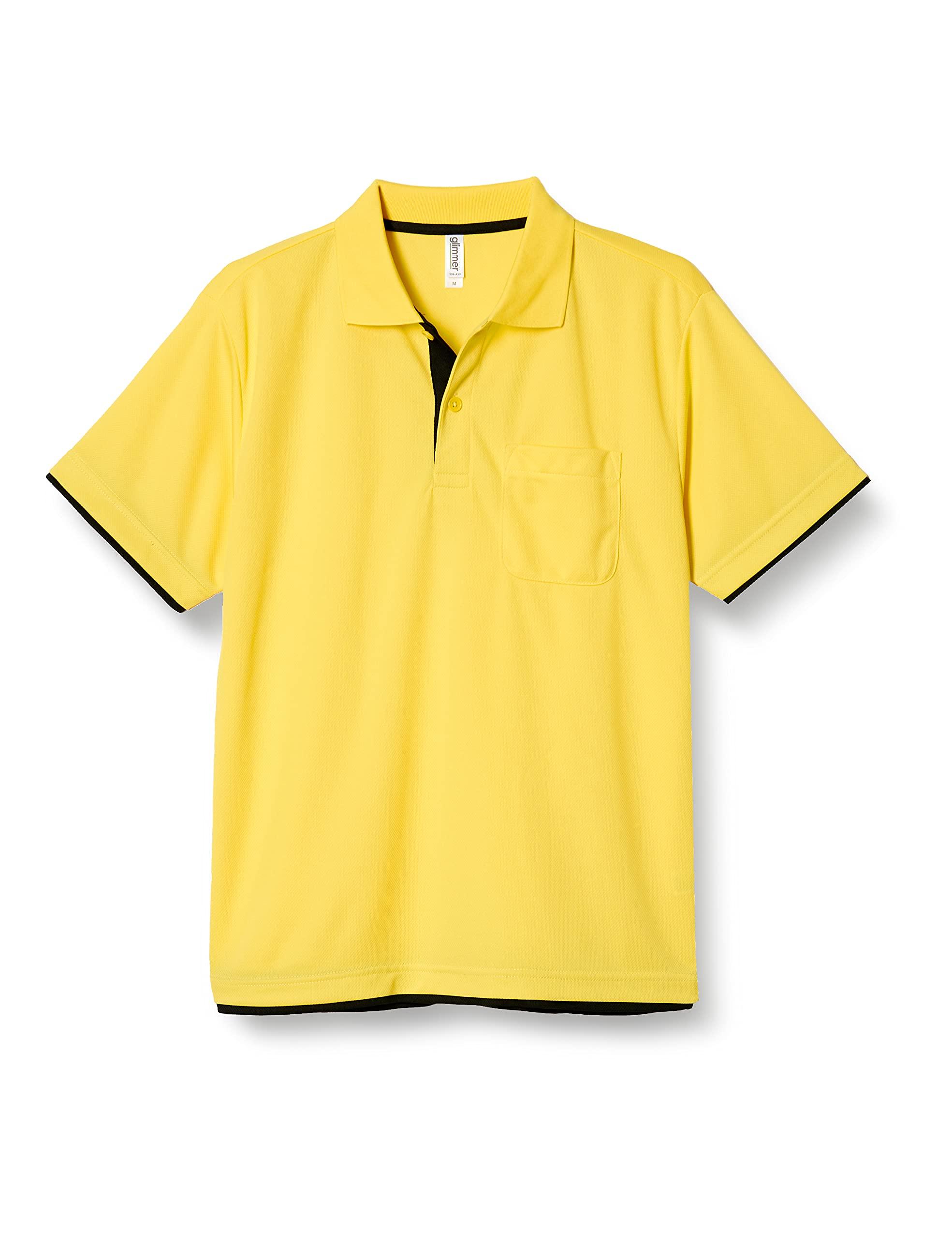 [Glimmer] Short Sleeve 4.4 oz Dry Layered Polo Shirt [With Pocket] 00339-AYP Yellow × Black 5L (Equivalent to Japanese Size 5L)