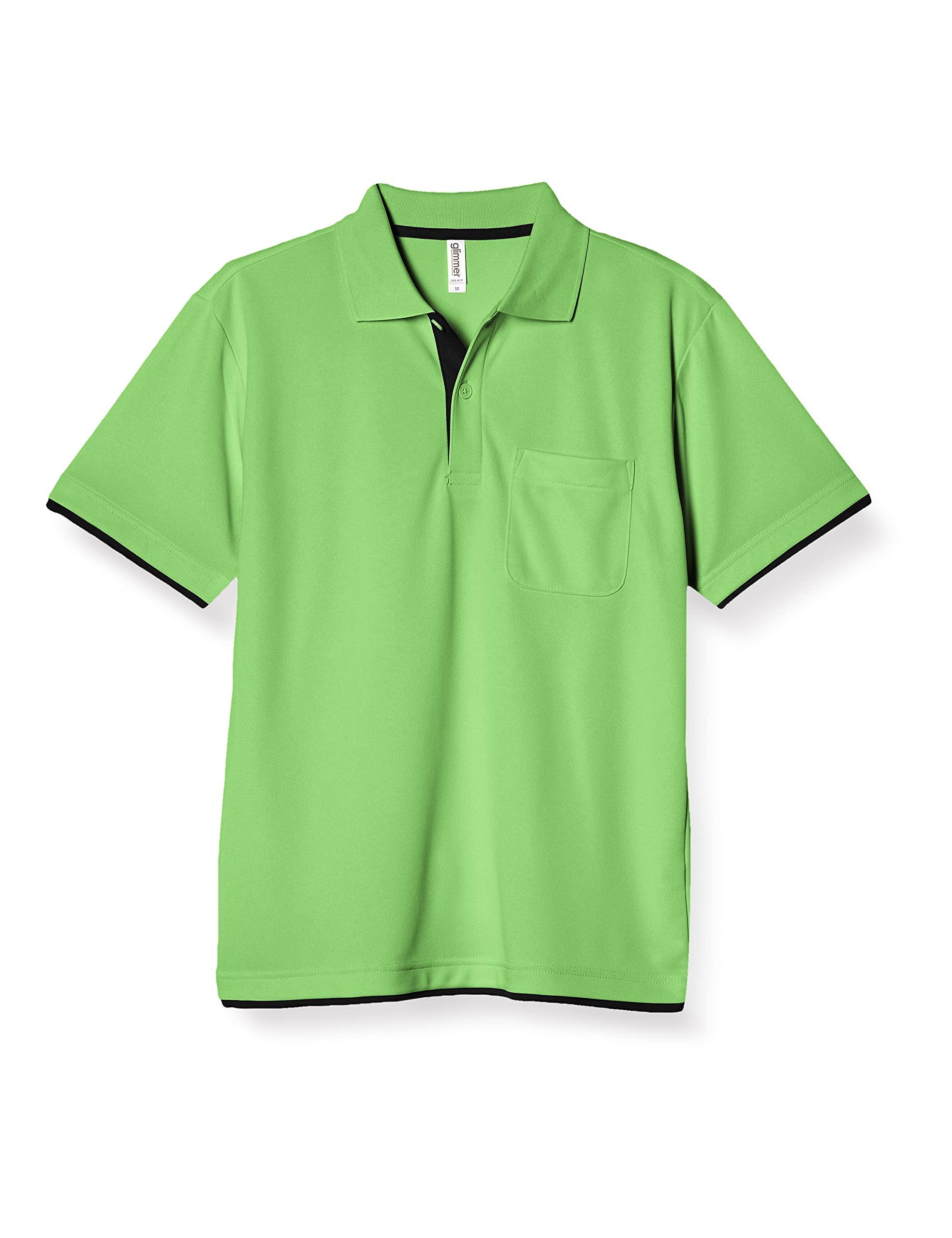 [Glimmer] Short Sleeve 4.4 oz Dry Layered Polo Shirt [With Pocket] 00339-AYP Lime × Black 3L (Equivalent to Japanese Size 3L)