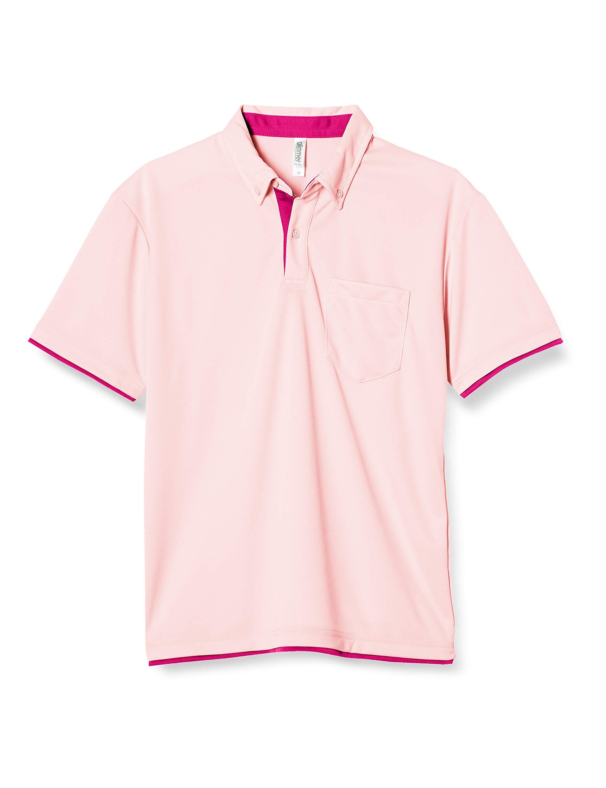 [Glimmer] Short Sleeve 4.4 oz Dry Layered Button-Down Polo Shirt [With Pocket] 00315-AYB Men's Light Pink × Hot Pink 4L (Equivalent to Japanese Size 4L)