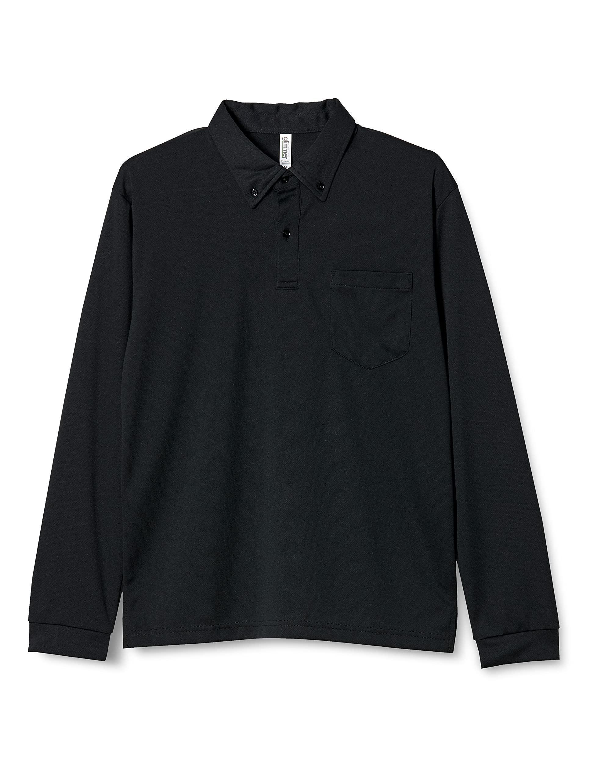 [Glimmer] Long-Sleeve Polo Shirt (with Pocket) 4.4 oz Dry Button-Down 00314-ABL Black 4L (Equivalent to Japanese Size 4L)