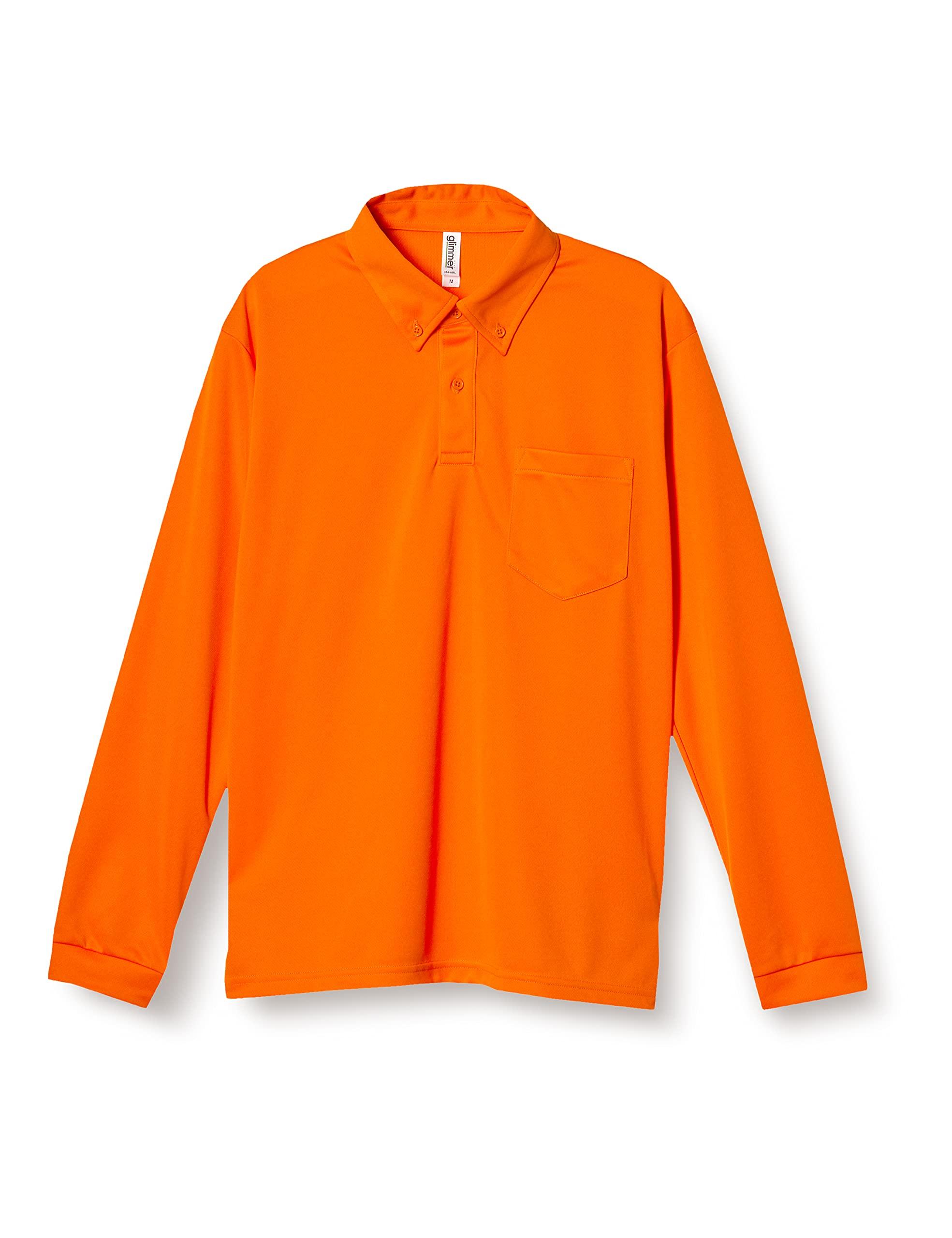 [Glimmer] Long-Sleeve Polo Shirt (with Pocket) 4.4 oz Dry Button-Down 00314-ABL Men's Orange 5L (Equivalent to Japanese Size 5L)