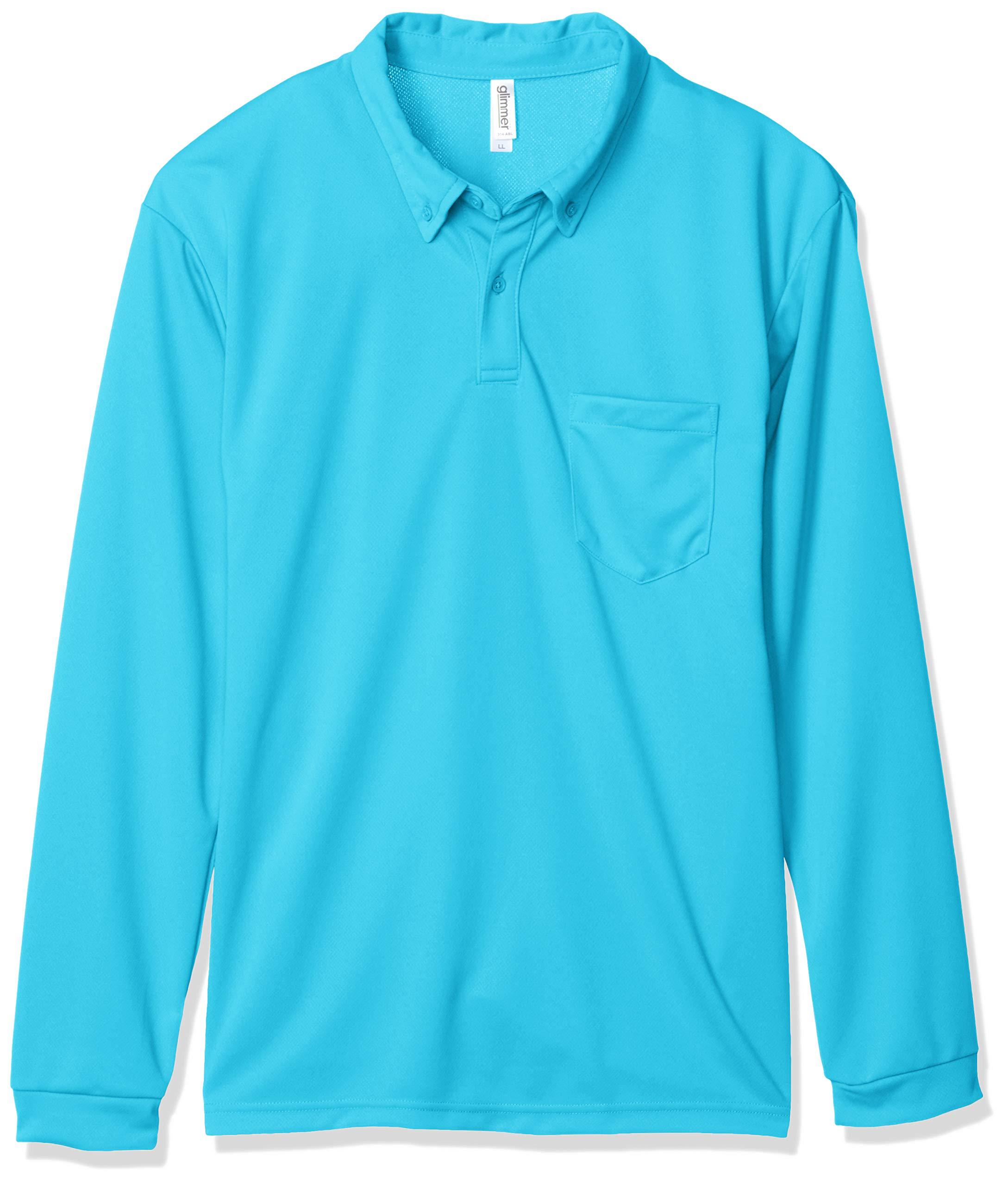 [Glimmer] Short-Sleeve 4.4 oz Dry Button-Down Polo Shirt [With Pocket] Turquoise Japan 5L (-)