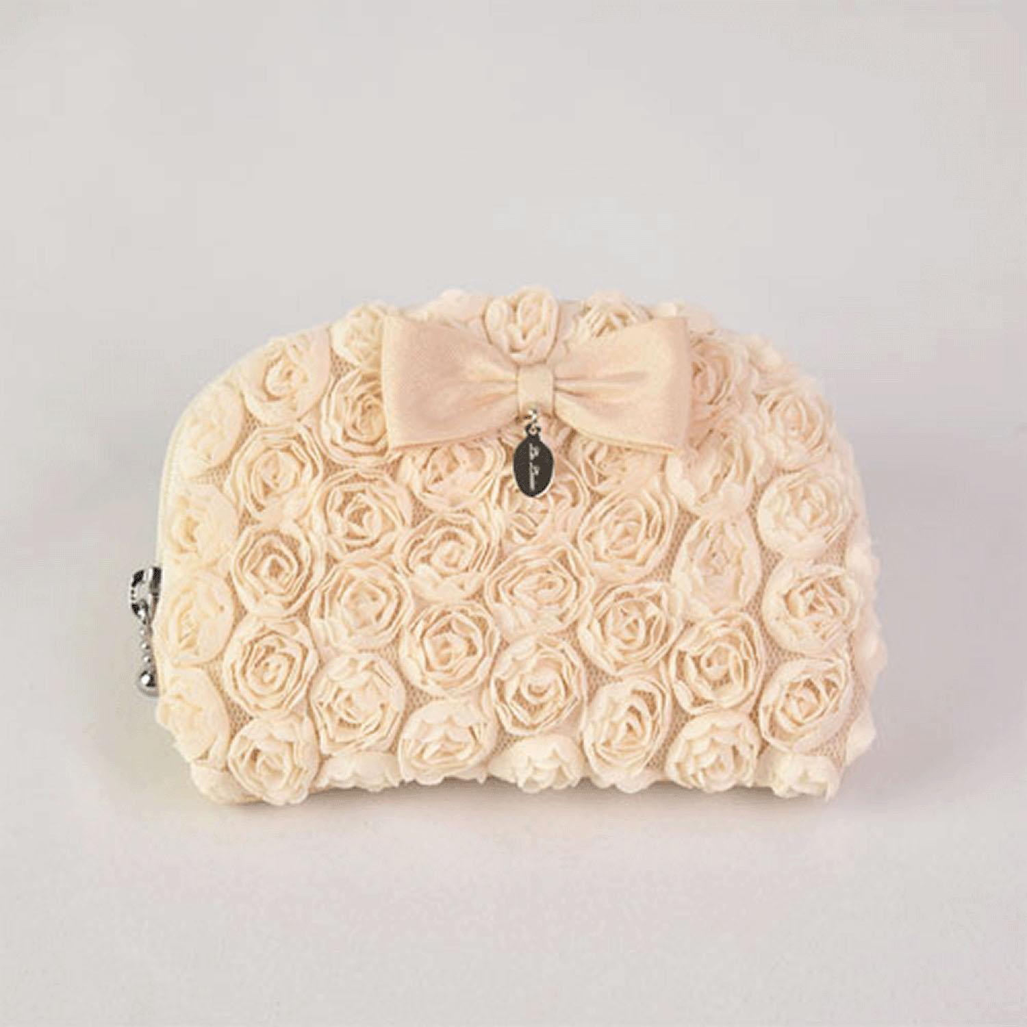 Mini Rose Jewelry Pouch - Beige